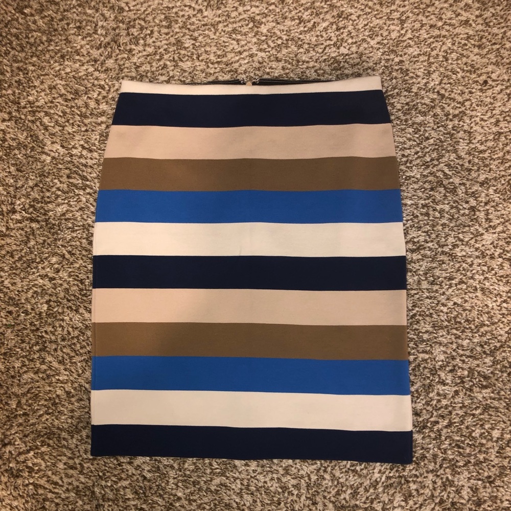 Ann Taylor Blue & Cream Pencil Skirt